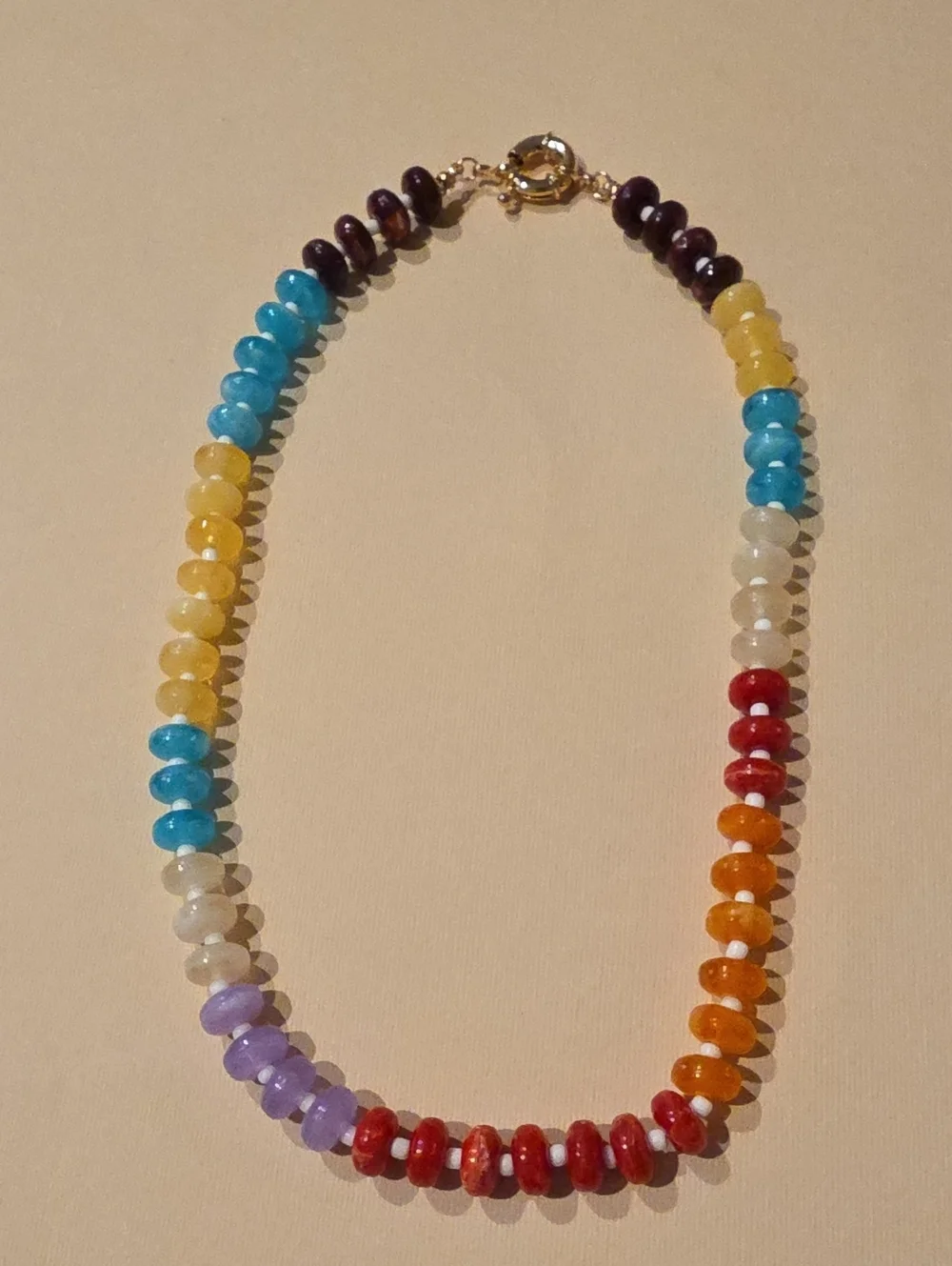 New! Boho Rainbow Beaded Statement Necklace – Vibrant Multi-Color #1030 26a NWOT